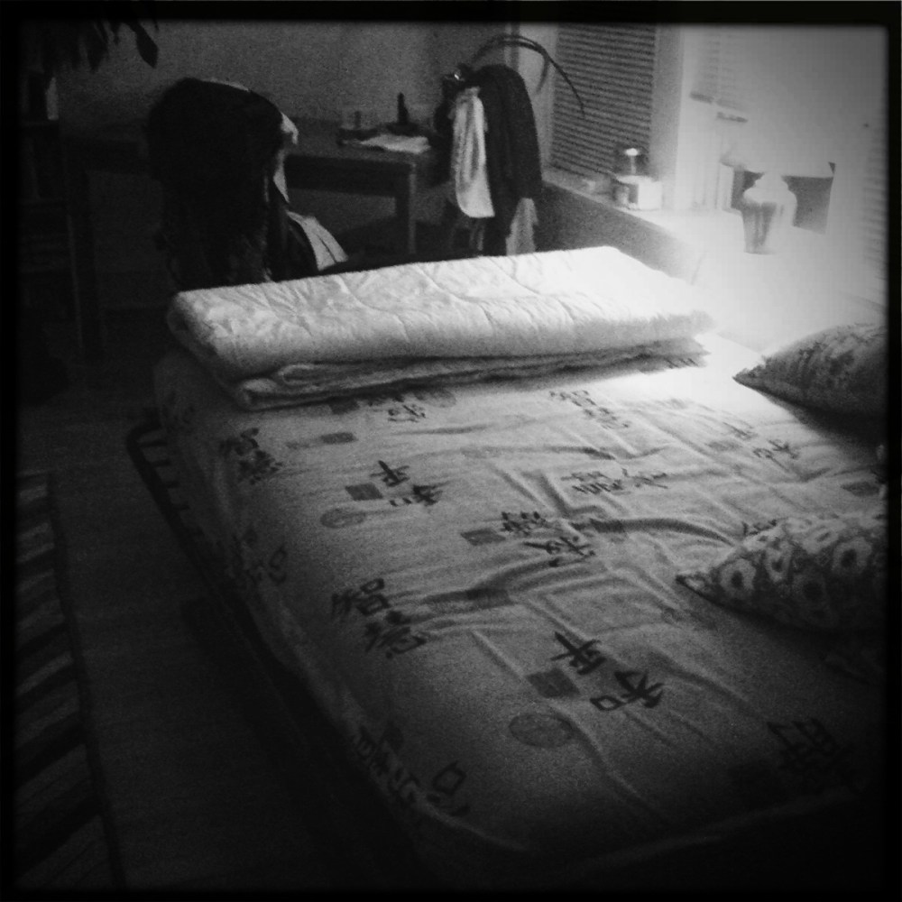 black and white futon