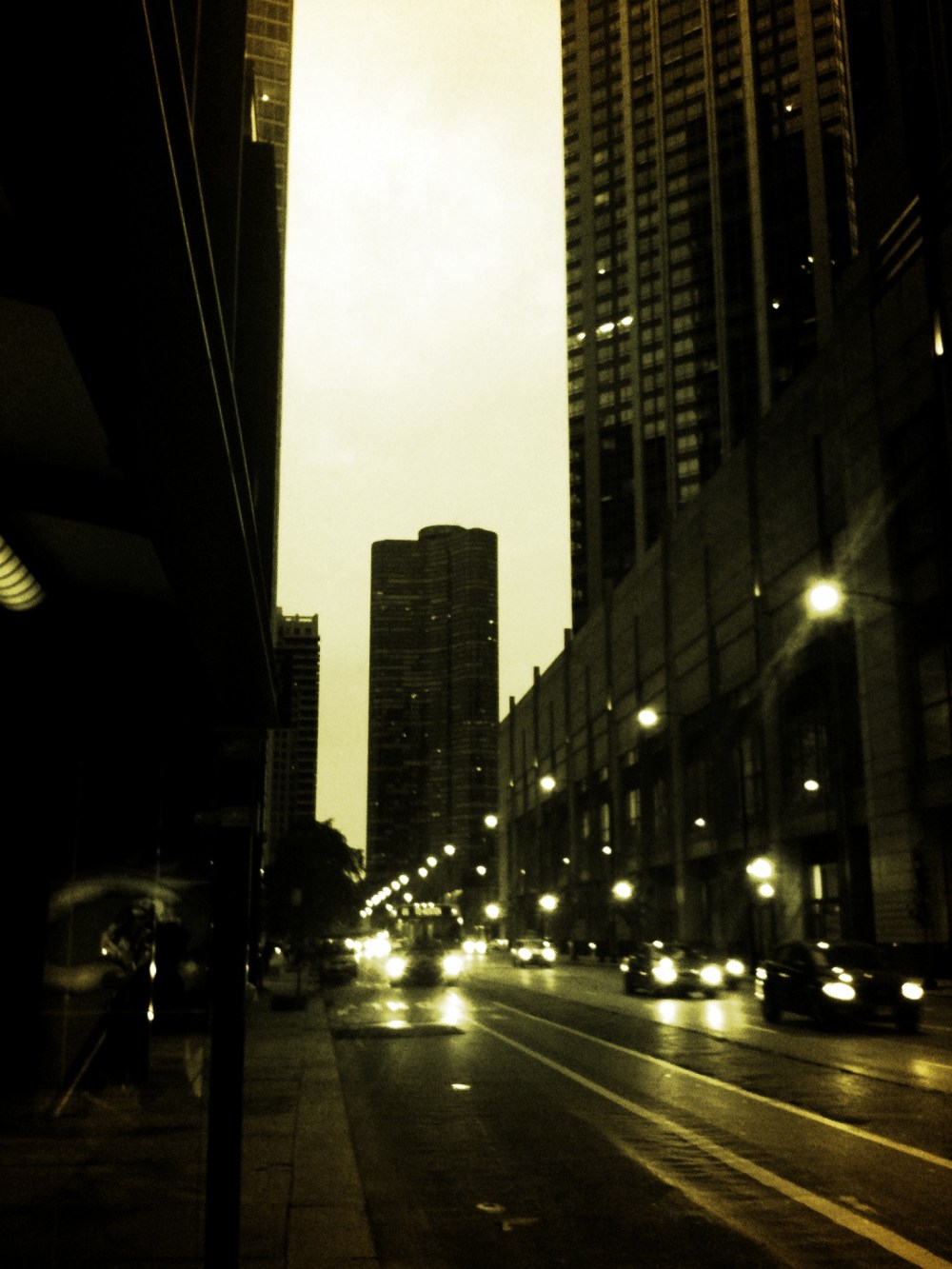 black and white sunset near navy pier chicago