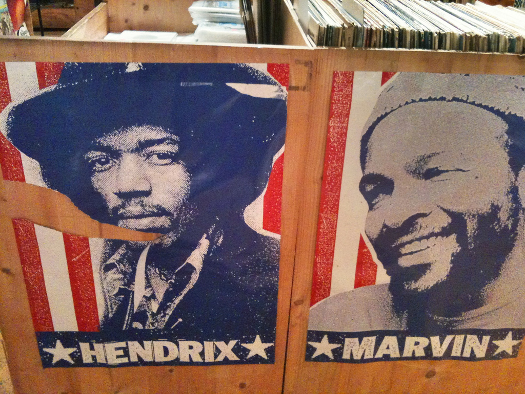 jimi hendrix and marvin gaye at laurie's planet of sound