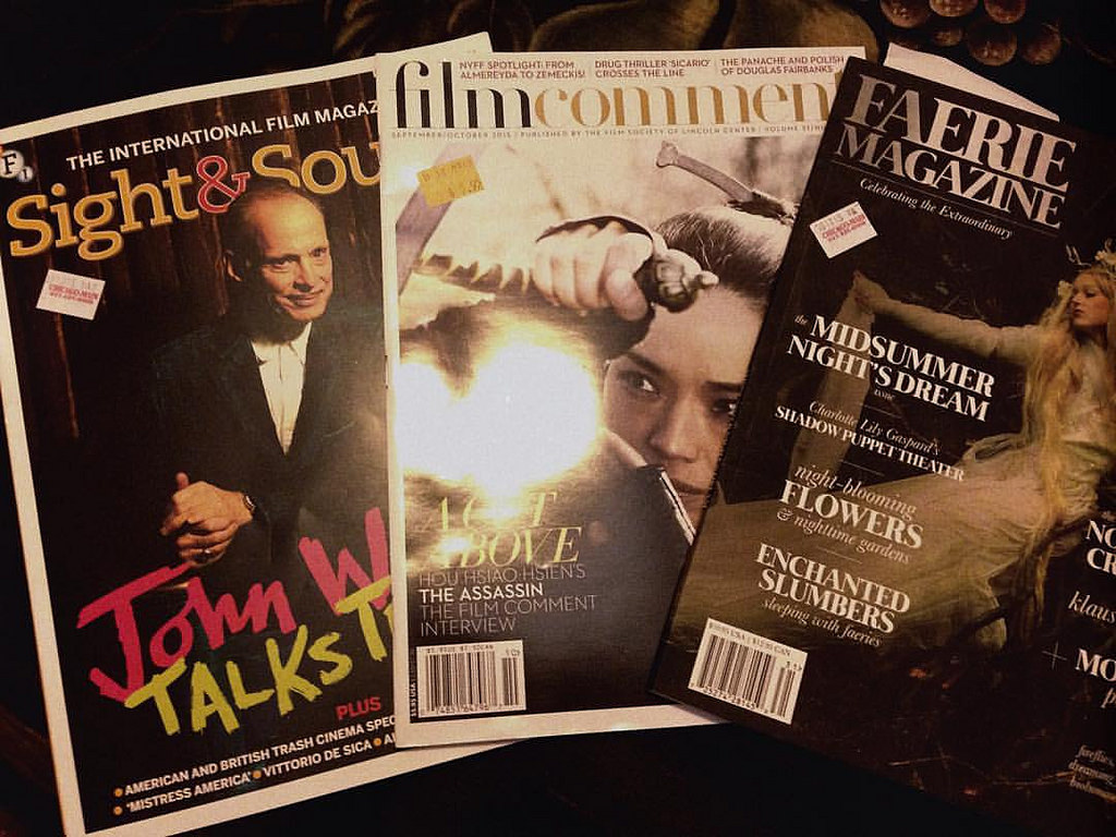 copies of sight and sound, film comment, and faerie magazine