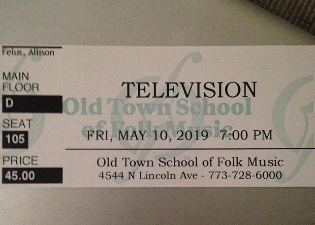 ticket stub for television concert in chicago